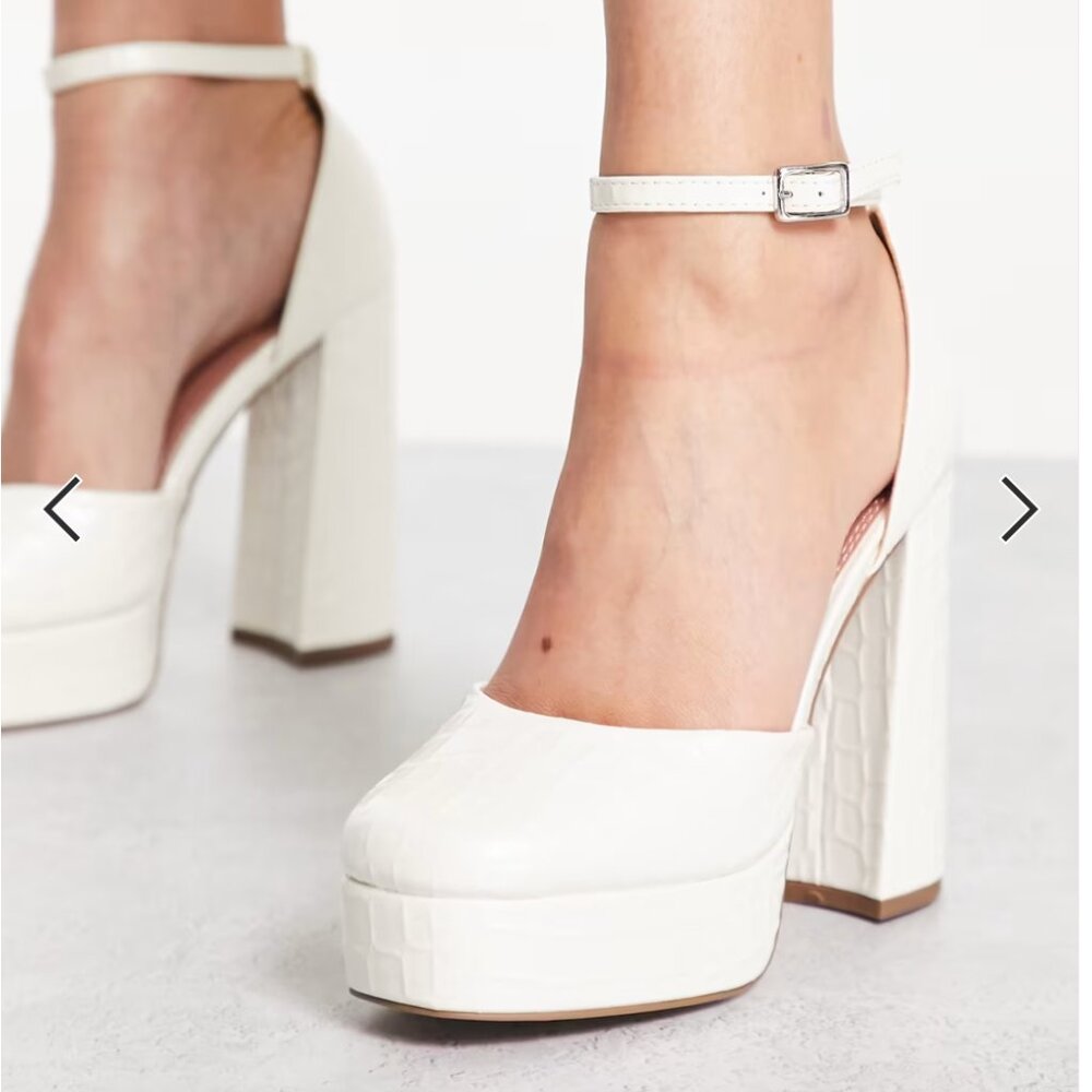 ASOS DESIGN Priority Platform High Heeled Shoes (White)